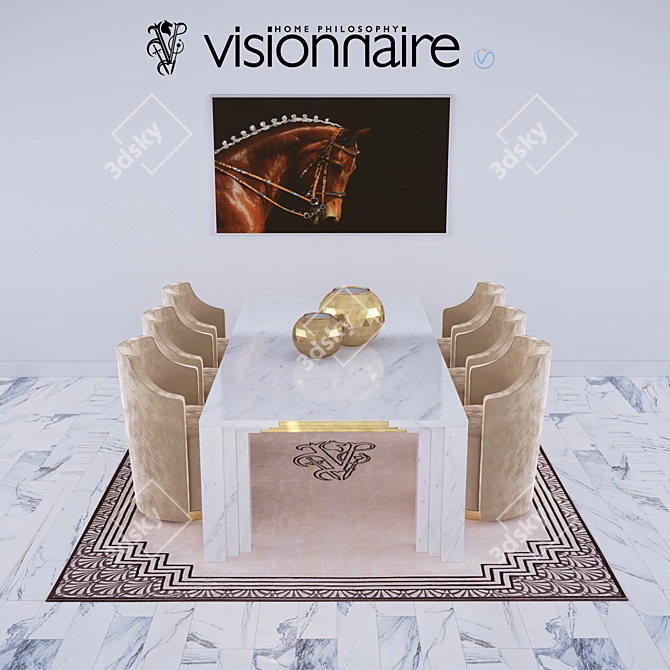 Elegant Italian Dining Set 3D model image 1