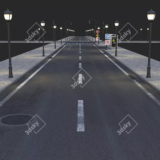 Wide Pathway: 800cm Road & 400cm Sidewalk 3D model image 2