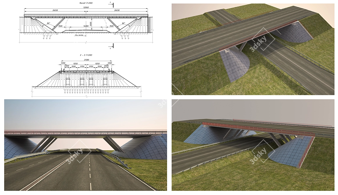 Inclined Supports Overpass 3D model image 2