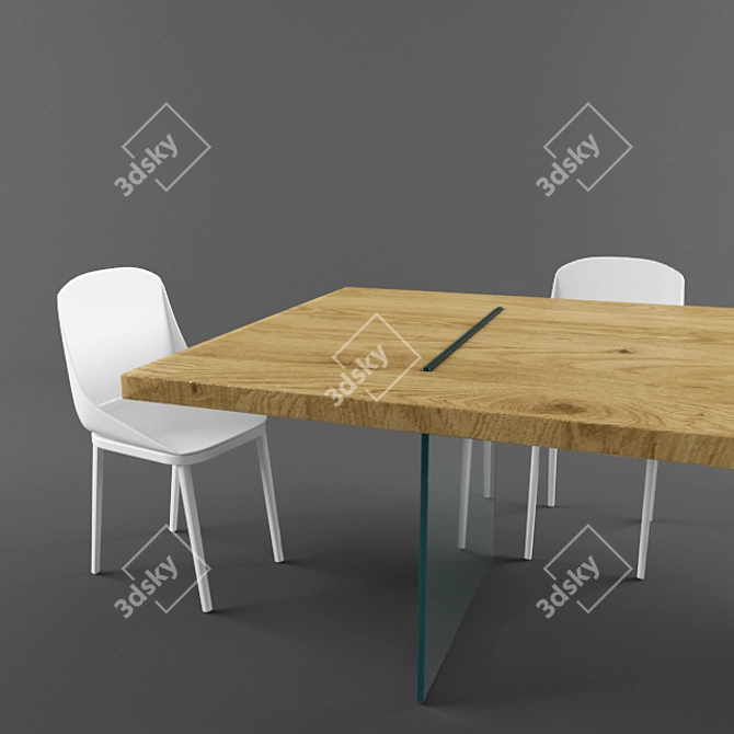 TonelliDesign Aged Oak Table Set 3D model image 3