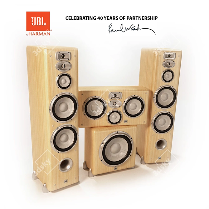 JBL L890 Studio: Superior Floorstanding Speakers 3D model image 1