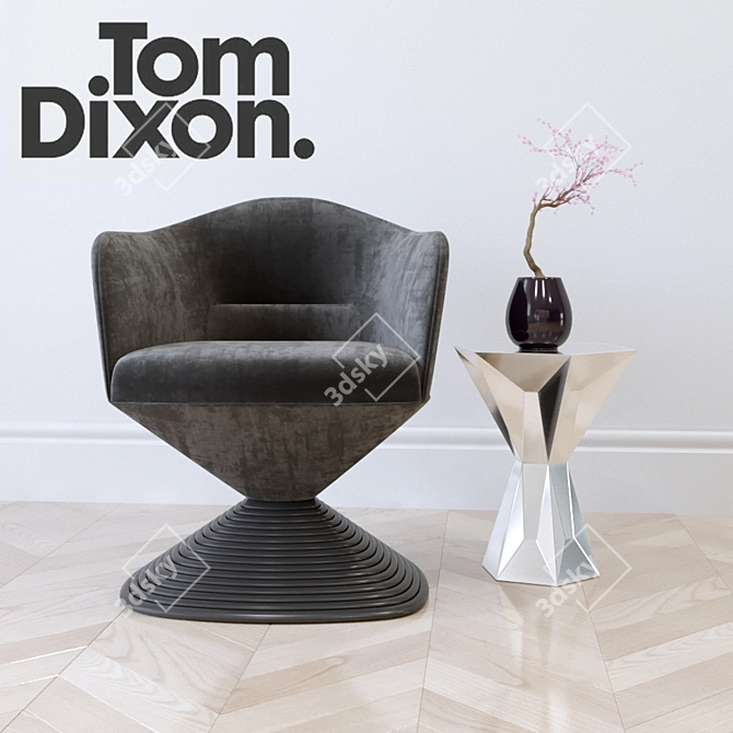 Tom Dixon Chair/Table Set: A Versatile & Stylish Addition to Any Space 3D model image 2