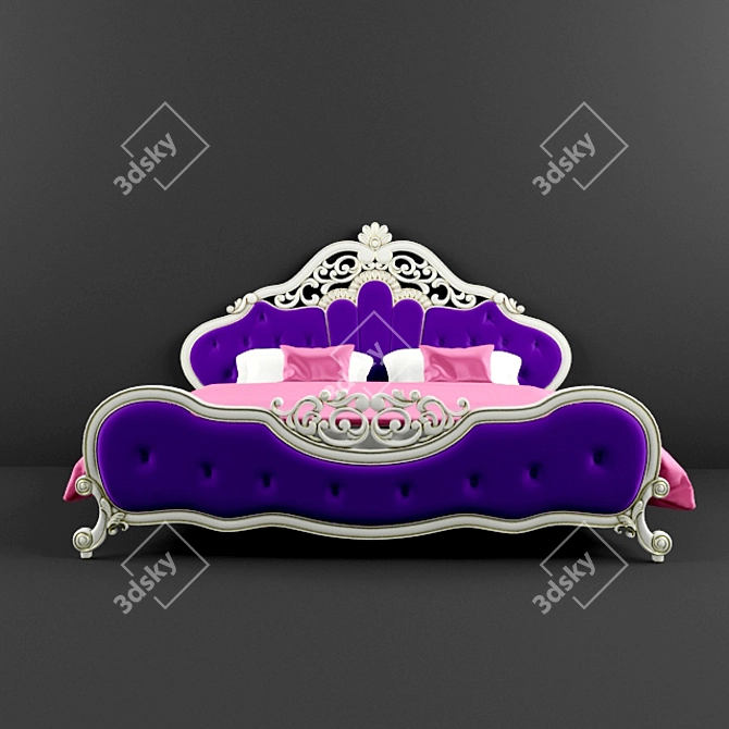 Elegant Baroque Double Bed 3D model image 2