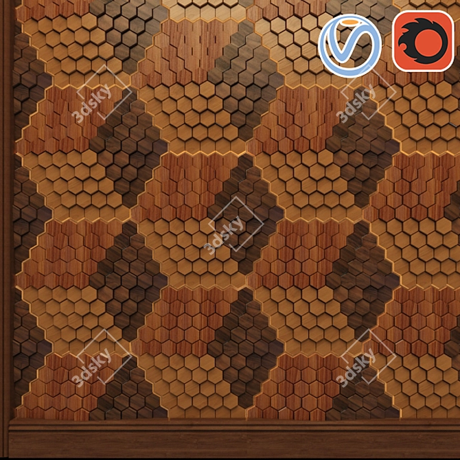 Hexagon 3D Wall Panel: Modern and Unique 3D model image 1