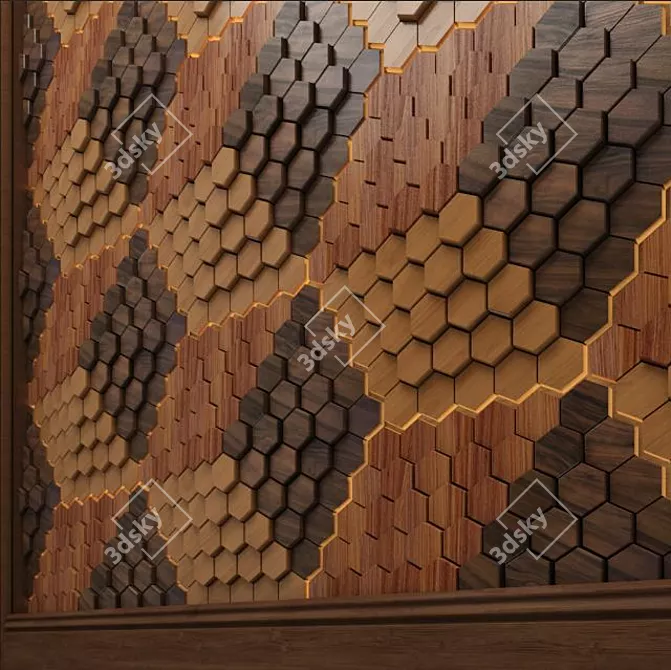 Hexagon 3D Wall Panel: Modern and Unique 3D model image 2