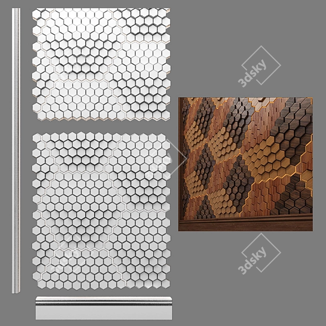 Hexagon 3D Wall Panel: Modern and Unique 3D model image 3