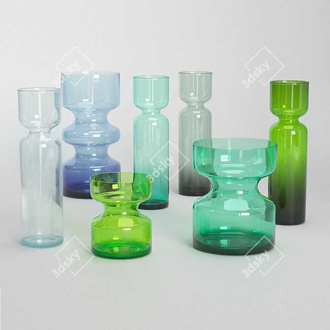 Hyacinth Retro Vases: Colorful and Vintage 3D model image 1
