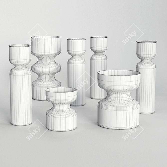 Hyacinth Retro Vases: Colorful and Vintage 3D model image 2