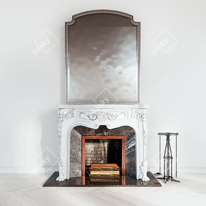 Elegant Mirror Fireplace 3D model image 1