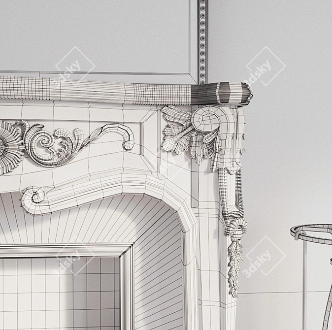 Elegant Mirror Fireplace 3D model image 3
