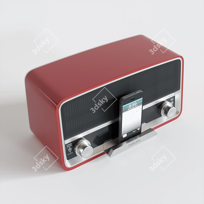 Retro Philips Radio + iPhone5s: A Vintage Combo 3D model image 3