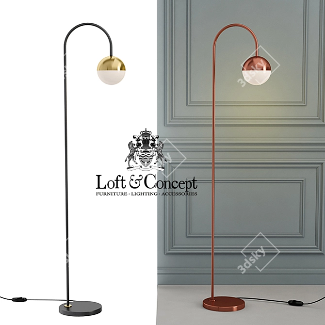Copper Light Floor Lamp - Modern Loft Design 3D model image 1