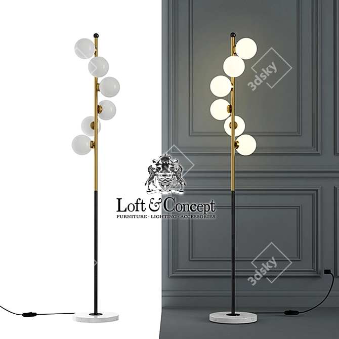 Modern Metal and Glass Floor Lamp 3D model image 1