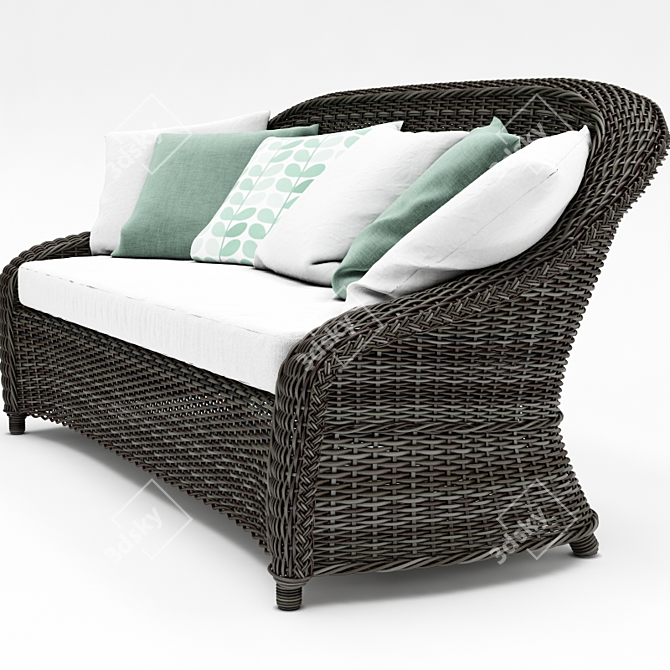 Torrey Wicker Roll-Arm Sofa: All-Weather Elegance 3D model image 2