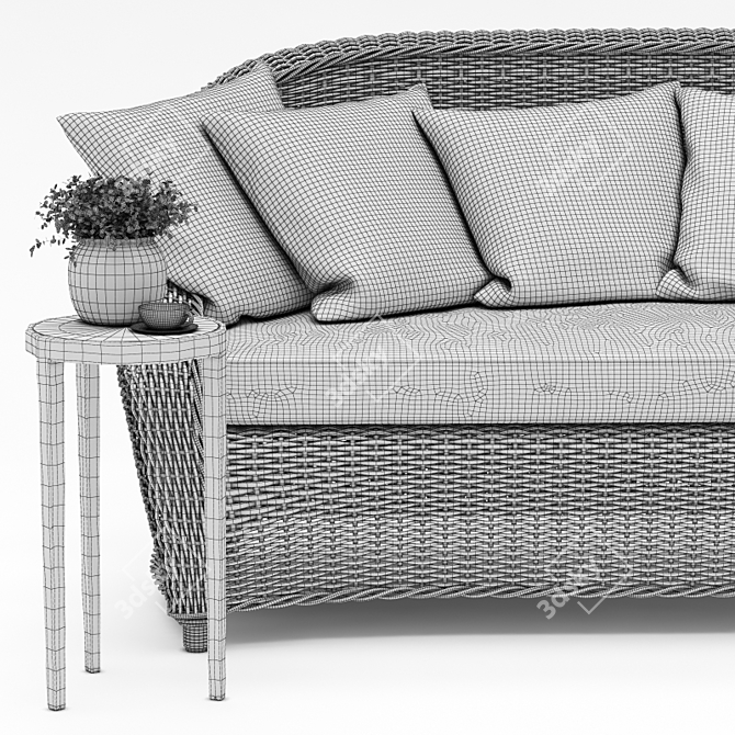 Torrey Wicker Roll-Arm Sofa: All-Weather Elegance 3D model image 3