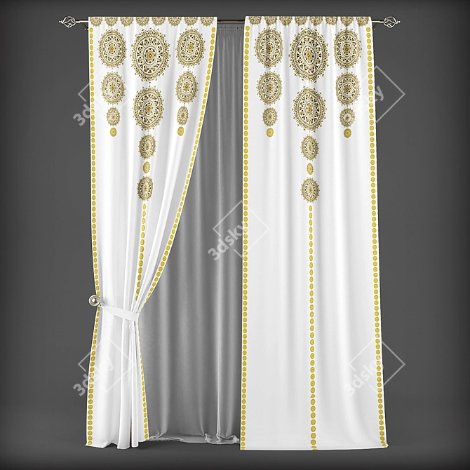 Title: Ethnic-Inspired Curtains 3D model image 2