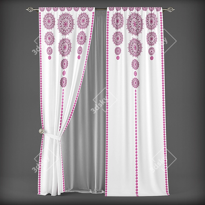 Title: Ethnic-Inspired Curtains 3D model image 3