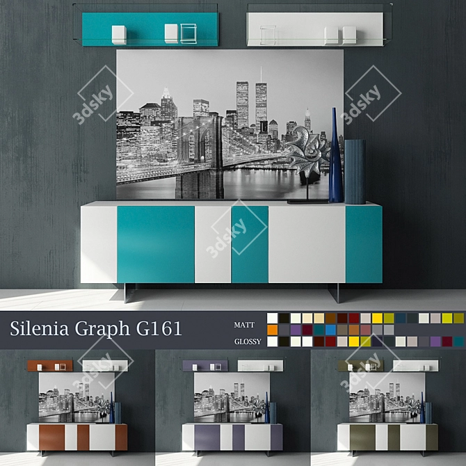Silenia Graphos G161: Sleek & Stylish Room Divider 3D model image 1
