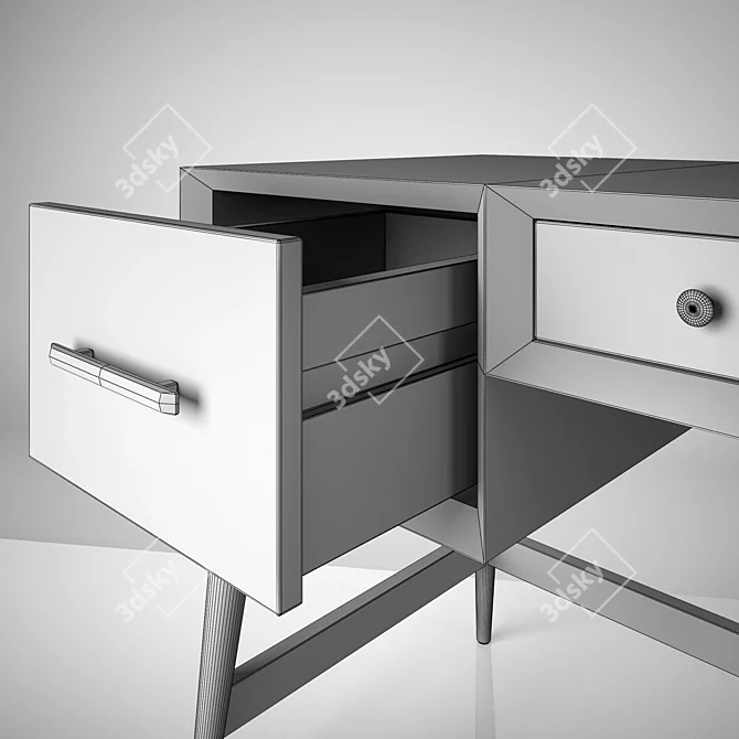 Sleek Black Writing Desk 3D model image 3