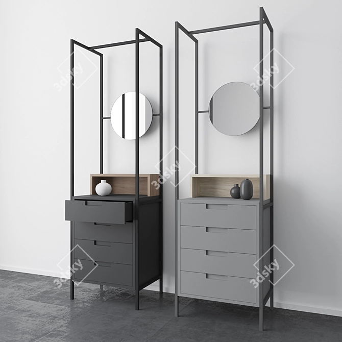 Steel-framed Mirror Drawers: Alexandra 3D model image 1