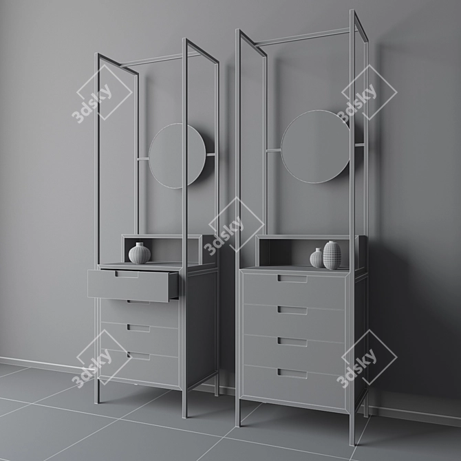 Steel-framed Mirror Drawers: Alexandra 3D model image 2