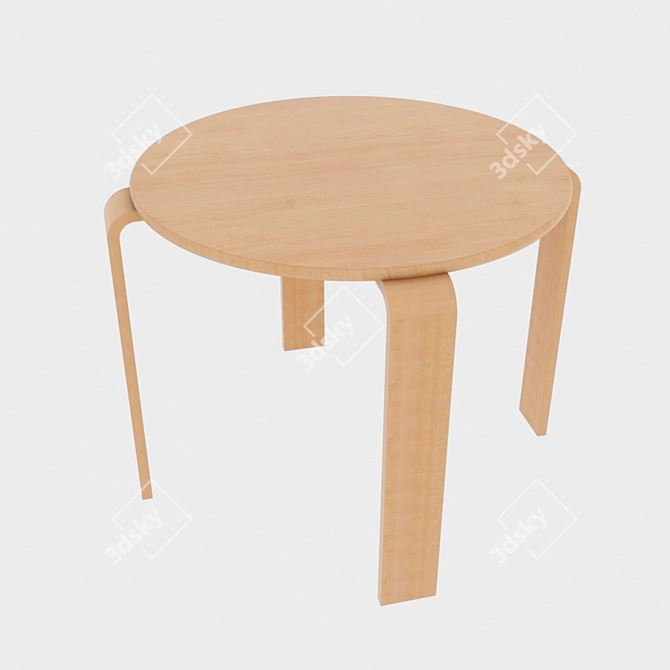 Scandi Table & Stool Set 3D model image 2