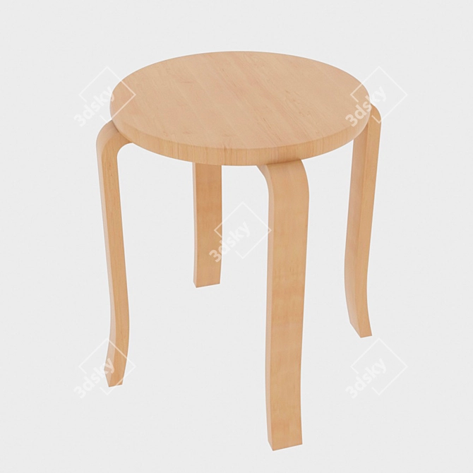 Scandi Table & Stool Set 3D model image 3