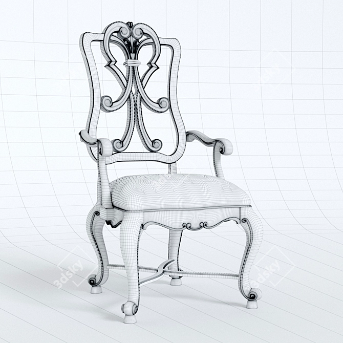 Rustic Charm Wood Armchair 3D model image 3