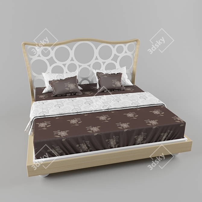 Sleek Oak Finish Möbel Venus Bed 3D model image 1
