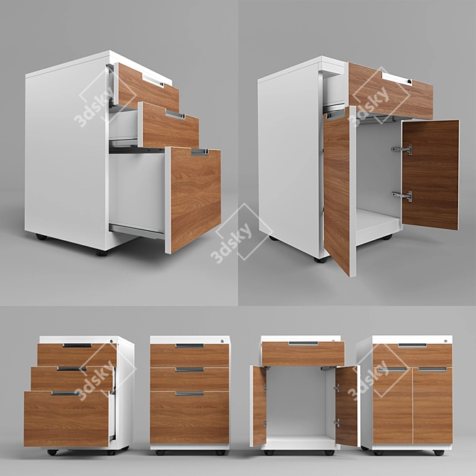 3-Drawer Lockable Mobile Pedestal 3D model image 1