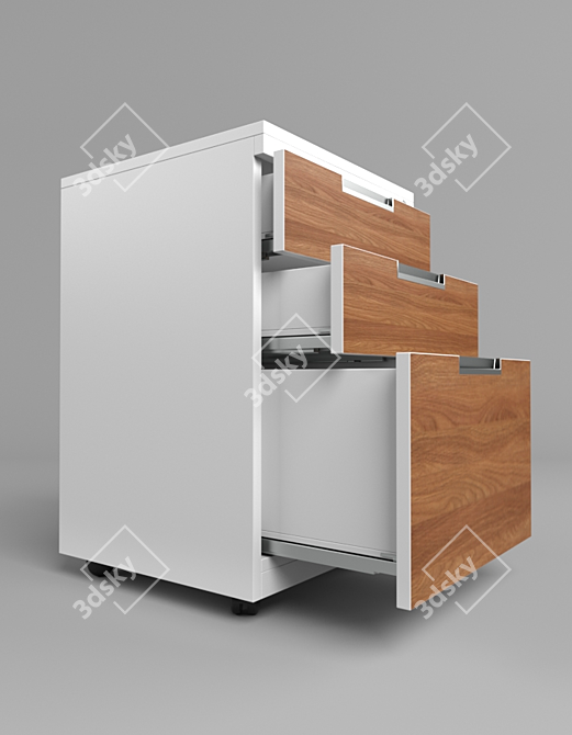 3-Drawer Lockable Mobile Pedestal 3D model image 2