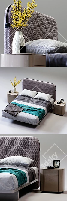 Caccaro Bed with SIDE Table | 175x223x125 cm 3D model image 2