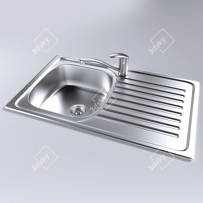 Stainless Steel Sink with Faucet 3D model image 1