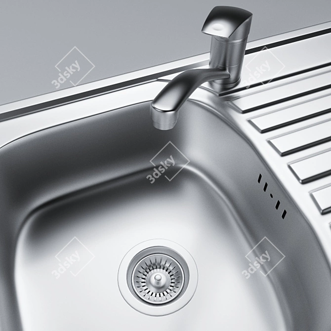 Stainless Steel Sink with Faucet 3D model image 2