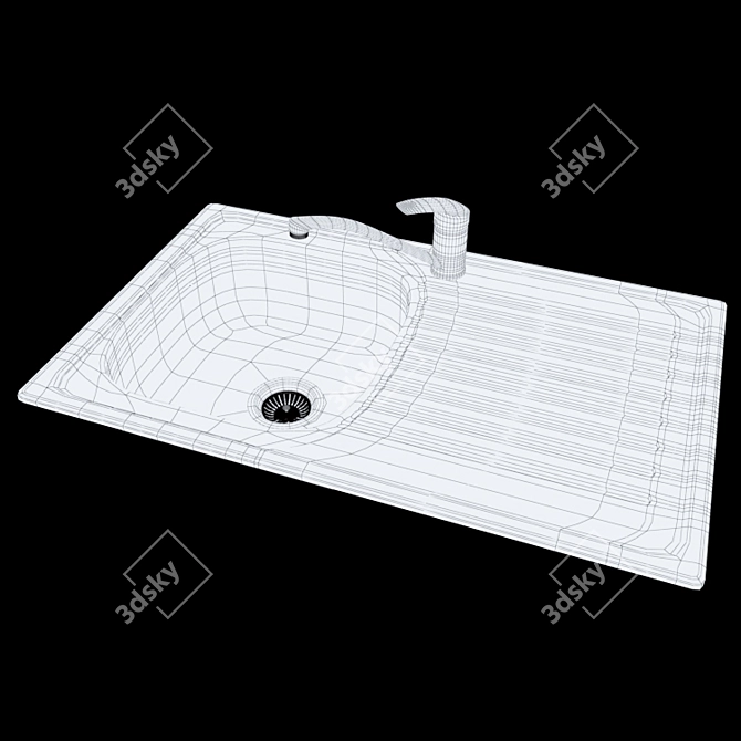 Stainless Steel Sink with Faucet 3D model image 3