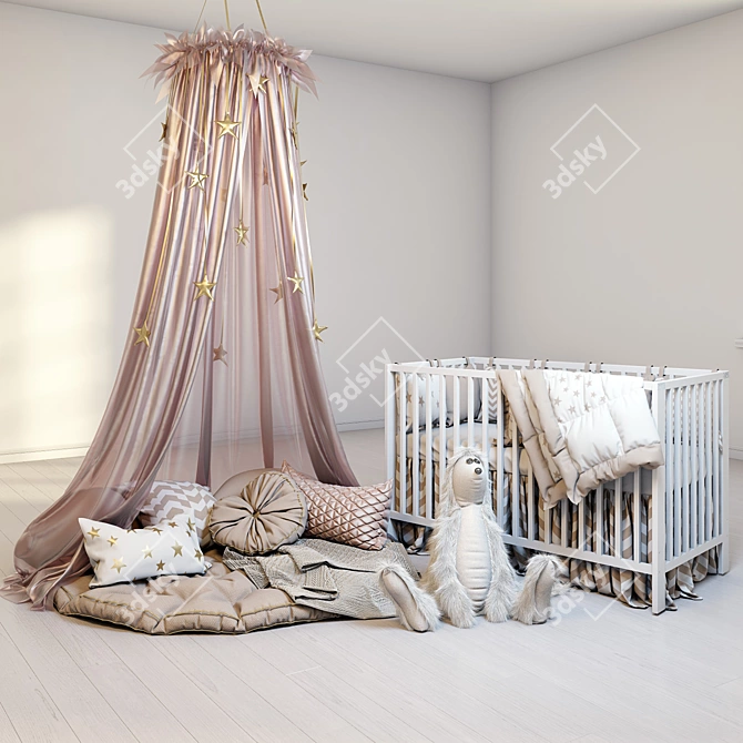 Dreamy Canopy Set: IKEA Gulliver Cot, Fluffy Rabbit 3D model image 1