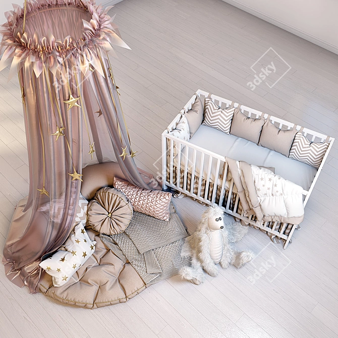 Dreamy Canopy Set: IKEA Gulliver Cot, Fluffy Rabbit 3D model image 2