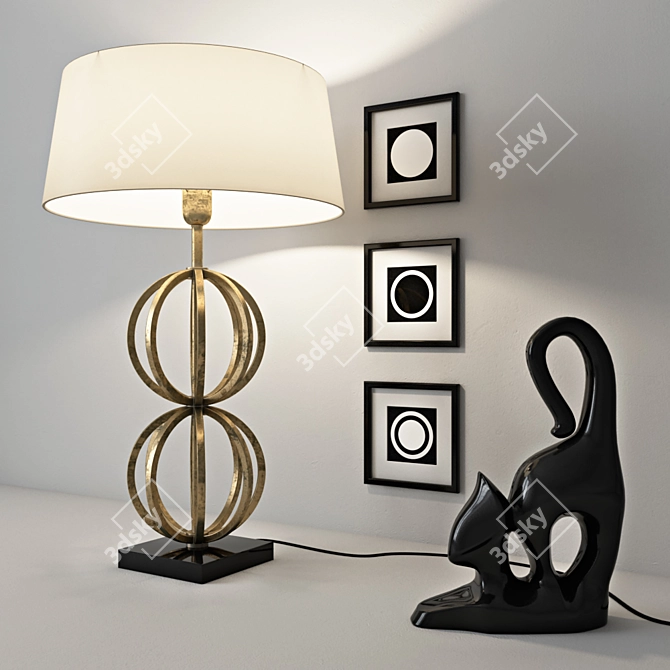 Handcrafted Rollo Antique Gold Table Lamp 3D model image 1