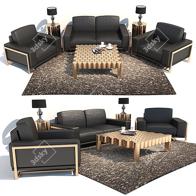 Contemporary AICO Furniture Set 3D model image 1