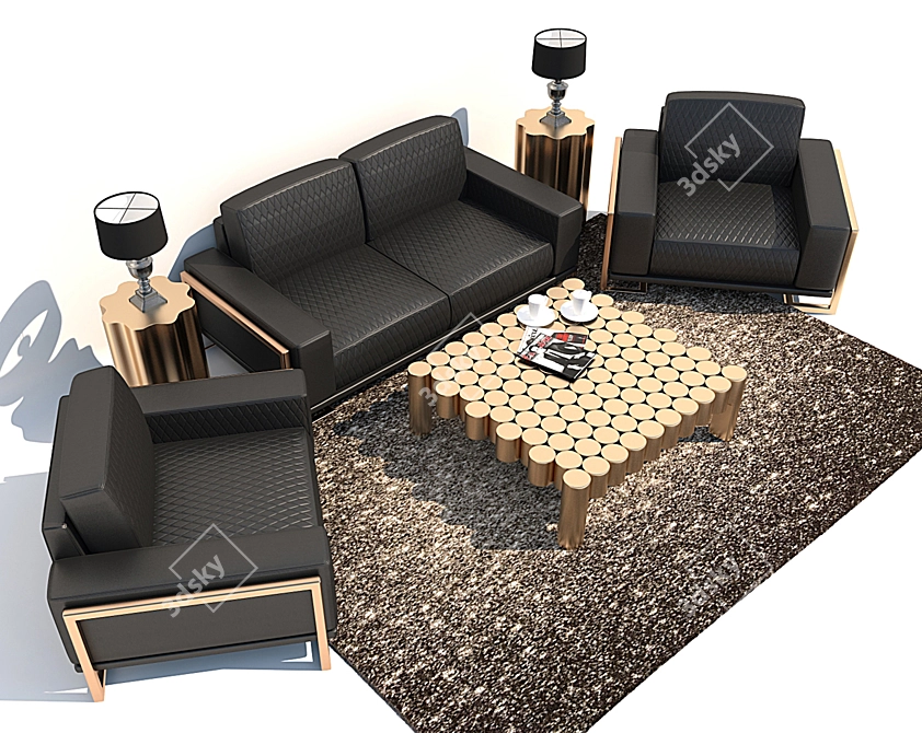 Contemporary AICO Furniture Set 3D model image 2