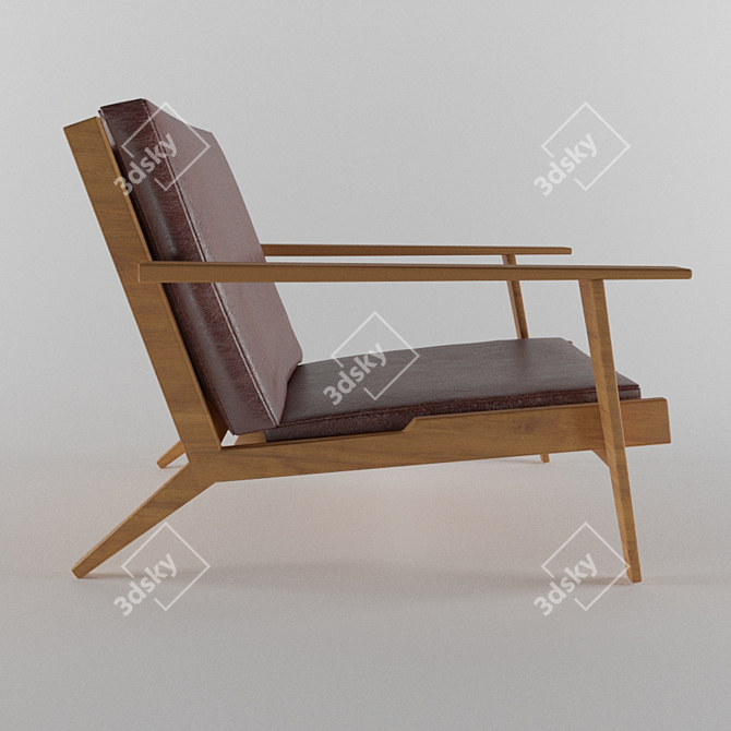 Cedar Armchair with Red Leather Pillows 3D model image 2