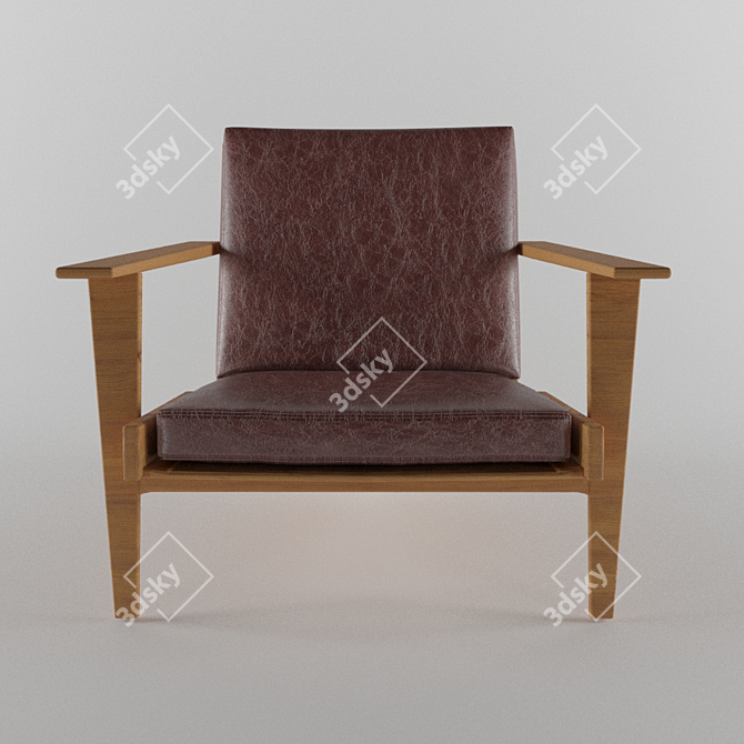 Cedar Armchair with Red Leather Pillows 3D model image 3