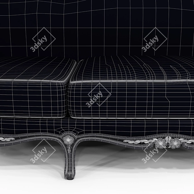 Elegant Louis Carved Sofa 3D model image 3