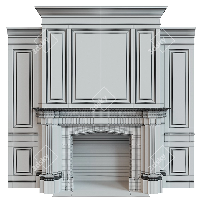 Wooden Panel Fireplace 3D model image 3
