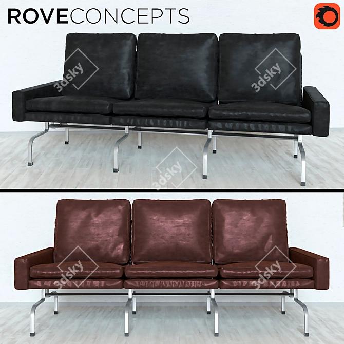 Elegant Leather PK31 Sofa 3D model image 1