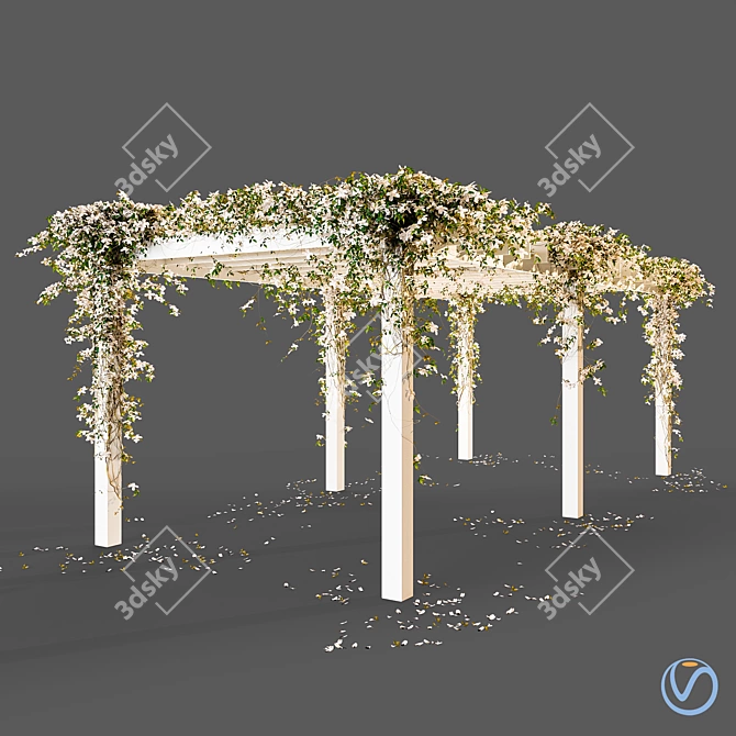 Floral Pergola: White & Pink 3D model image 1