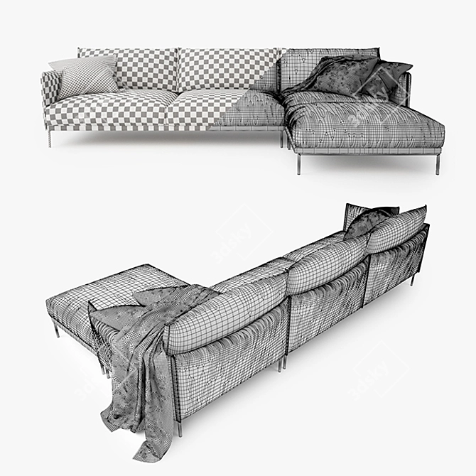 Elegant Moroso Gentry Corner Sofa 3D model image 3