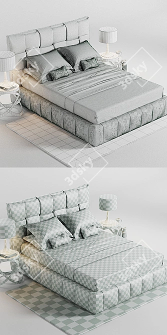 Luxurious Felis Tiffany Bed - High Quality & Adjustable 3D model image 2