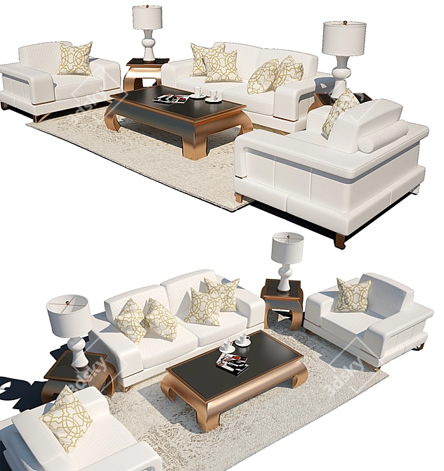Luxury White Furniture Set 3D model image 2
