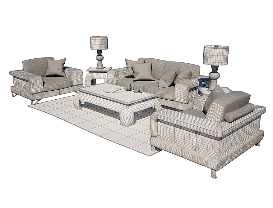 Luxury White Furniture Set 3D model image 3